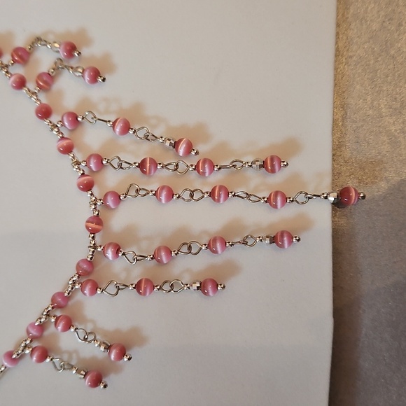 Pink Beaded Necklace and Earring Set NWOT - Picture 3 of 3